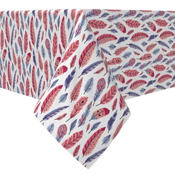 Rectangular Tablecloth, 100% Cotton, Colored Feathers