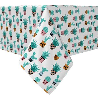 Rectangular Tablecloth, 100% Cotton, Cute Cactus Plants