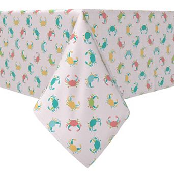 Rectangular Tablecloth, 100% Cotton, Colorful Crabs