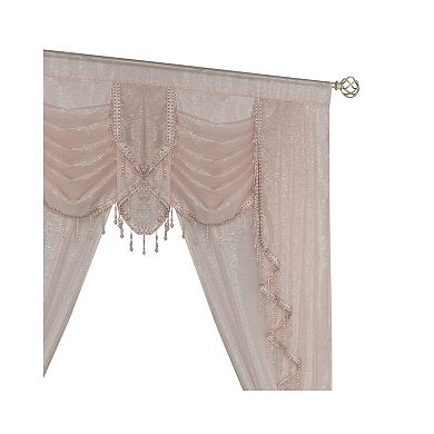 Kate Aurora Ultra Glam Beaded Sparkly Sheer Window in a Bag Curtain Set