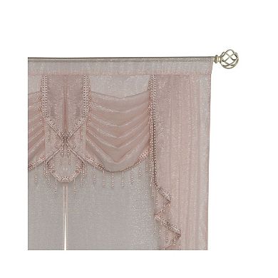 Kate Aurora Ultra Glam Beaded Sparkly Sheer Window in a Bag Curtain Set