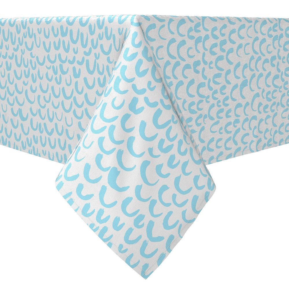 Rectangular Tablecloth, 100% Cotton, Light Blue Simple Sketch