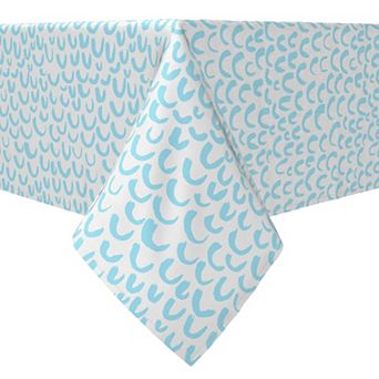 Rectangular Tablecloth, 100% Cotton, Light Blue Simple Sketch