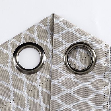 Kate Aurora 2 Pack Amari Contemporary Lattice Light Filtering Grommet Top Window Curtain Panels