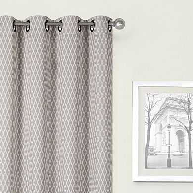 Kate Aurora 2 Pack Amari Contemporary Lattice Light Filtering Grommet Top Window Curtain Panels