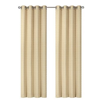 Kate Aurora 2 Pack Amari Contemporary Lattice Light Filtering Grommet Top Window Curtain Panels