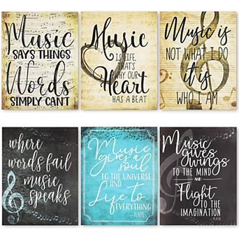 Music Classroom Posters with Inspirational Quotes, Teacher Supplies (6 Pack)