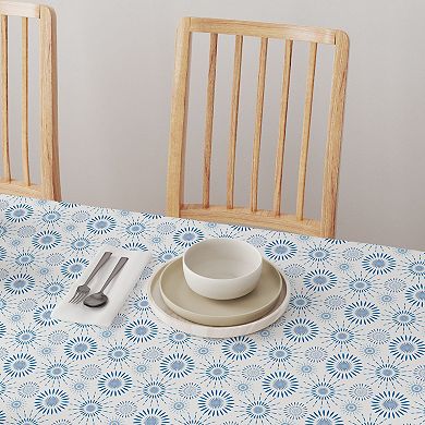 Rectangular Tablecloth, 100% Cotton, Blue Fireworks Pattern