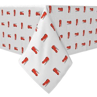 Rectangular Tablecloth, 100% Cotton, Fire Engine Pattern