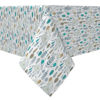 Rectangular Tablecloth, 100% Cotton, Birds and Dream Catchers