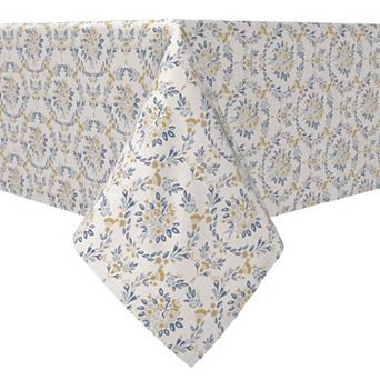 Rectangular Tablecloth, 100% Cotton, Elegant Floral Circles