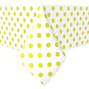 Rectangular Tablecloth, 100% Cotton, Lime Polka Dots