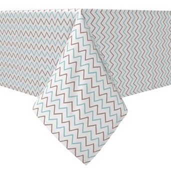 Rectangular Tablecloth, 100% Cotton, Hand Drawn Chevron