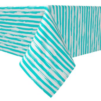 Rectangular Tablecloth, 100% Cotton, Aqua Summer Stripe