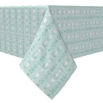 Rectangular Tablecloth, 100% Cotton, Green Monochromatic Design