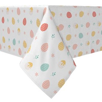 Rectangular Tablecloth, 100% Cotton, Happy Easter Eggs