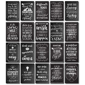 20 Pack Motivational Posters in Chalkboard Design, Inspirational Quotes, 13x19"