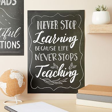 20 Pack Motivational Posters in Chalkboard Design, Inspirational Quotes for Teacher Supplies, Classroom Signs for Walls (13 x 19 In)