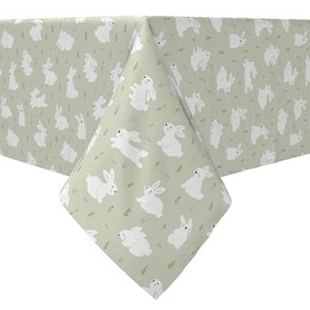 Rectangular Tablecloth, 100% Cotton, Bunnies in the Grass