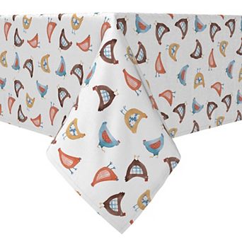 Rectangular Tablecloth, 100% Cotton, Country Chickens Design