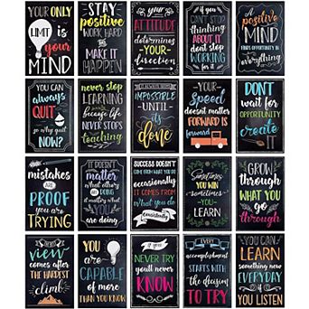 20 Pack Motivational Posters for Classroom, Growth Mindset Posters, 13x19"
