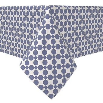 Rectangular Tablecloth, 100% Cotton, Blue Dot Design