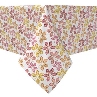 Rectangular Tablecloth, 100% Cotton, Colorful Chestnut Leaves
