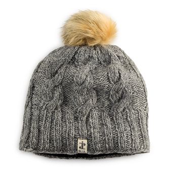 SIJJL Wool Beanie With Brown Pompom