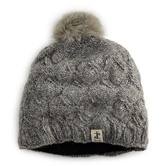 SIJJL Wool Beanie With Grey Pompom