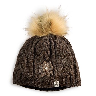 SIJJL Cable Knit Wool Beanie With Pompom