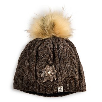 SIJJL Cable Knit Wool Beanie With Pompom