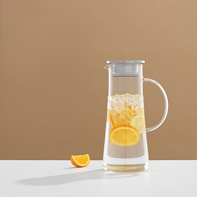 JoyJolt Breeze 50-oz. Glass Pitcher with Stainless Steel Lid