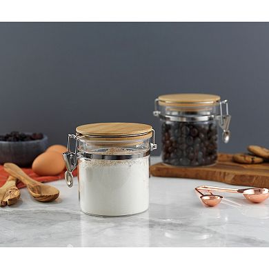 JoyJolt 2-pc. 19-oz. Bamboo Clamp Lid Glass Storage Jar Set