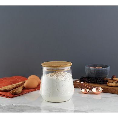 JoyJolt JoyFul 31-oz. Large Bamboo Lid Glass Cookie Jar