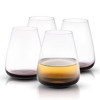 JoyJolt Black Swan 4 pc Stemless White Wine Glass Set