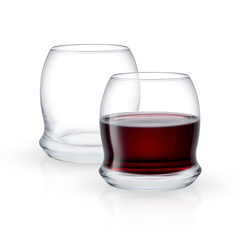 JoyJolt Cosmos Curved Glass Heavy Base Stemless Wine Glasses 17 oz (Set of 2)