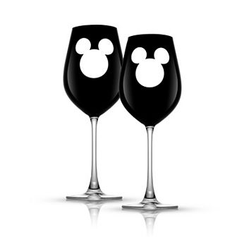 Disney's Luxury Mickey Mouse 2 pc Crystal Red Wine Glass Set by JoyJolt