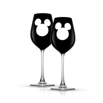 Disney's Luxury Mickey Mouse 2 pc Crystal White Wine Glass Set by JoyJolt
