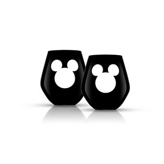 Disney's Luxury Mickey Mouse 2 pc Crystal Stemless Wine Glass Set by JoyJolt