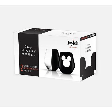 Disney's Luxury Mickey Mouse 2-pc. Crystal Stemless Wine Glass Set by JoyJolt