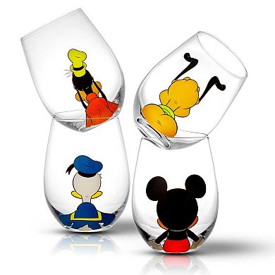 Disney's Mickey Mouse & Pals 4-pc. Stemless Wine Glass Set by JoyJolt