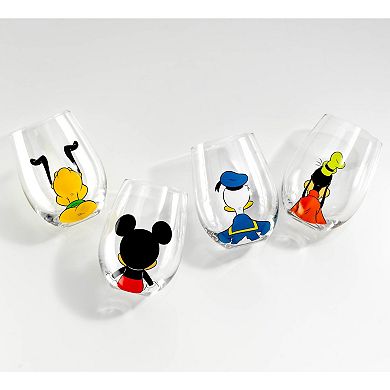 Disney's Mickey Mouse & Pals 4-pc. Stemless Wine Glass Set by JoyJolt