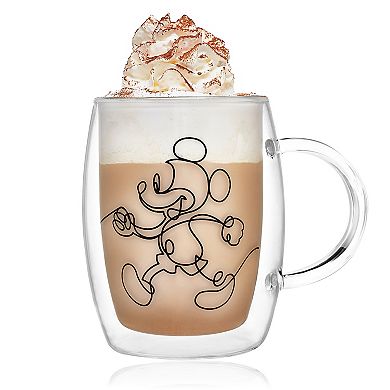 Disney's Mickey Mouse & Pluto 2-pc. Aroma Double Wall Glass Mug Set by JoyJolt
