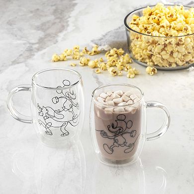 Disney's Mickey Mouse & Pluto 2-pc. Aroma Double Wall Glass Mug Set by JoyJolt
