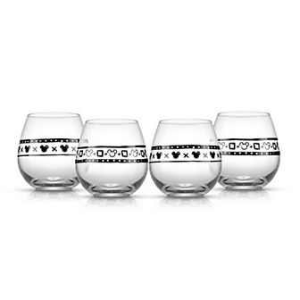 Disney's Mickey Mouse 4 pc Geometric Picnic Stemless Wine Glass Set by JoyJolt