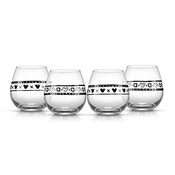 Disney's Mickey Mouse 4 pc Geometric Picnic Stemless Wine Glass Set by JoyJolt