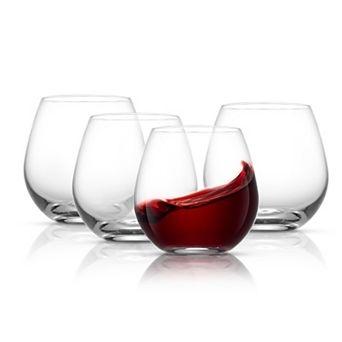 JoyJolt Spirits 4 pc Crystal Stemless Wine Glass Set