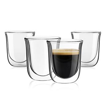 JoyJolt Javaah 4 pc Double Wall Insulated Espresso Glass Set