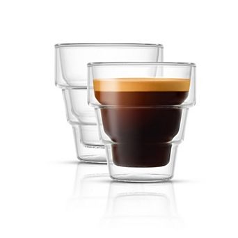 JoyJolt Pila 2 pc Double Walled Espresso Glass Cup Set