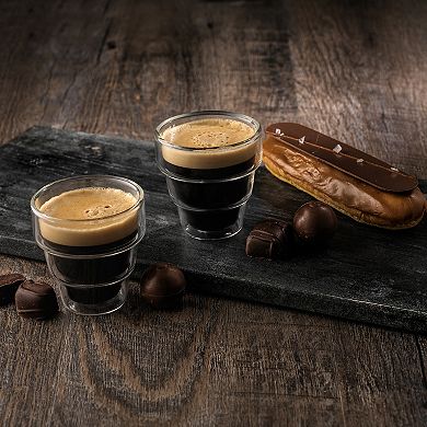 JoyJolt Pila 4-pc. Double Walled Espresso Glass Cup Set
